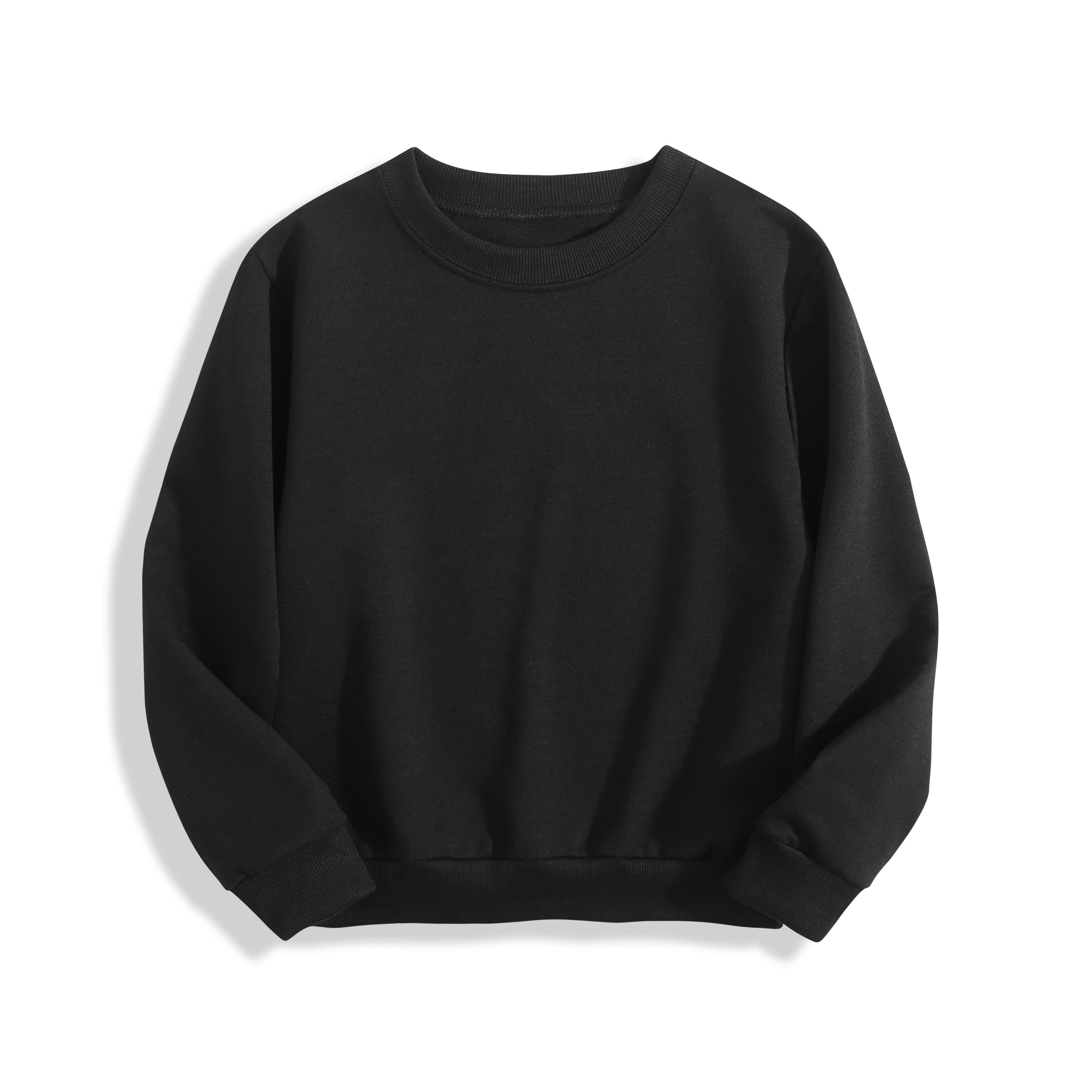 Holafish DG504 plain black kids crewneck sweatshirt