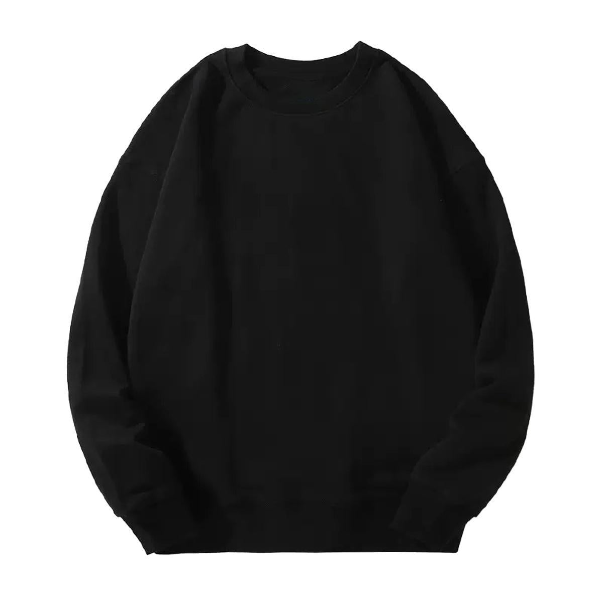 Holafish Crewneck Sweatshirt, No Print, Black, front flat lay.
