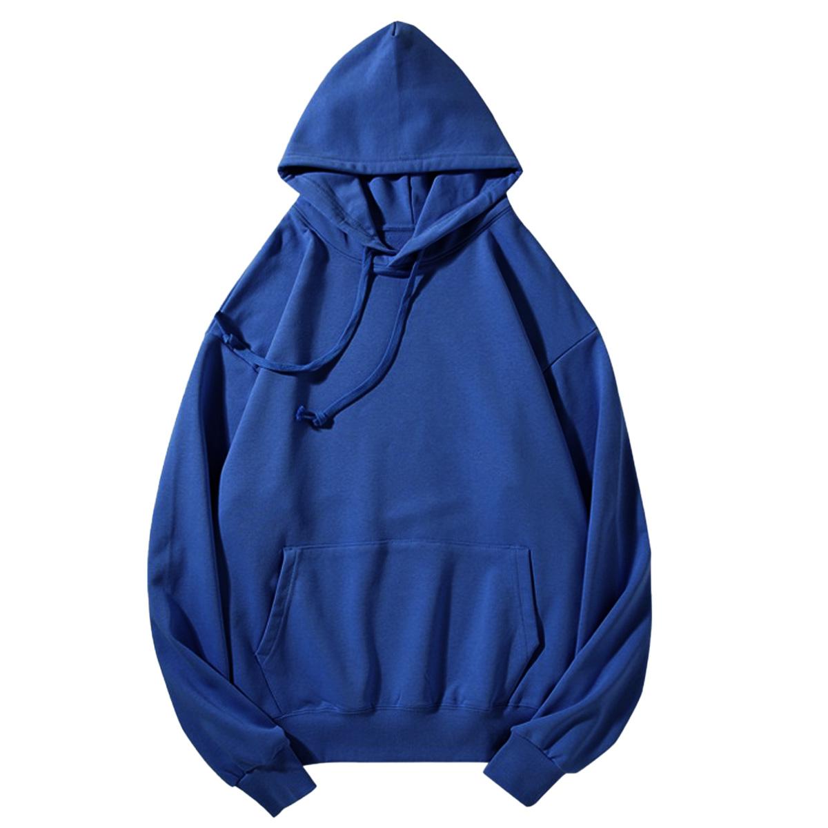 Holafish Everyday Fleece Hoodie, No Print, Royal Blue, front flat lay.
