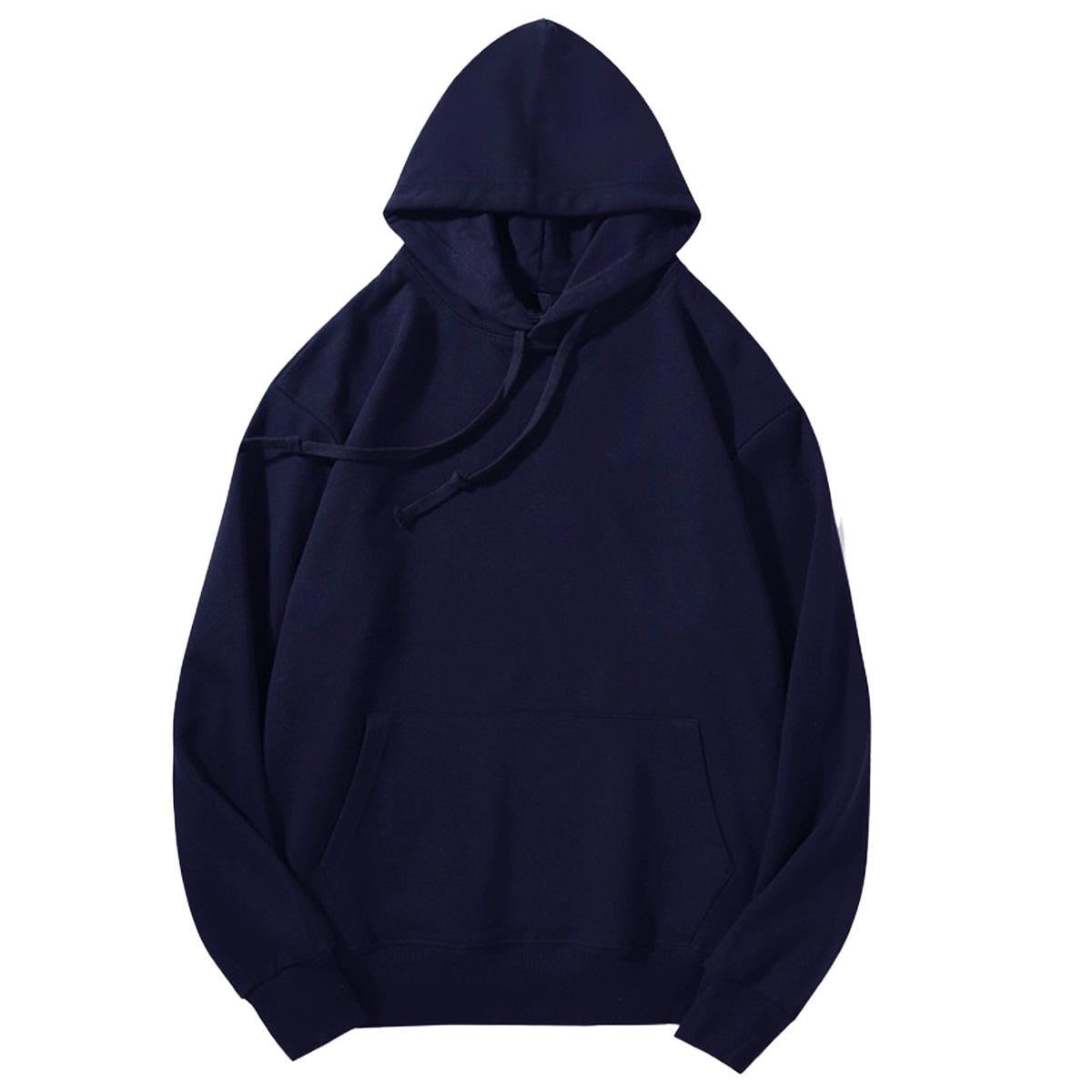 Holafish Everyday Fleece Hoodie, No Print, Navy, front flat lay.