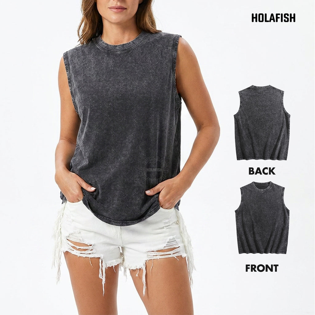 Holafish 3Pack Acid Wash Tank Top Womens Loose Fit Casual Flowy Tank Tops Crew Neck Trendy Sleeveless Summer Tops Clothes Spring Outfits 2026