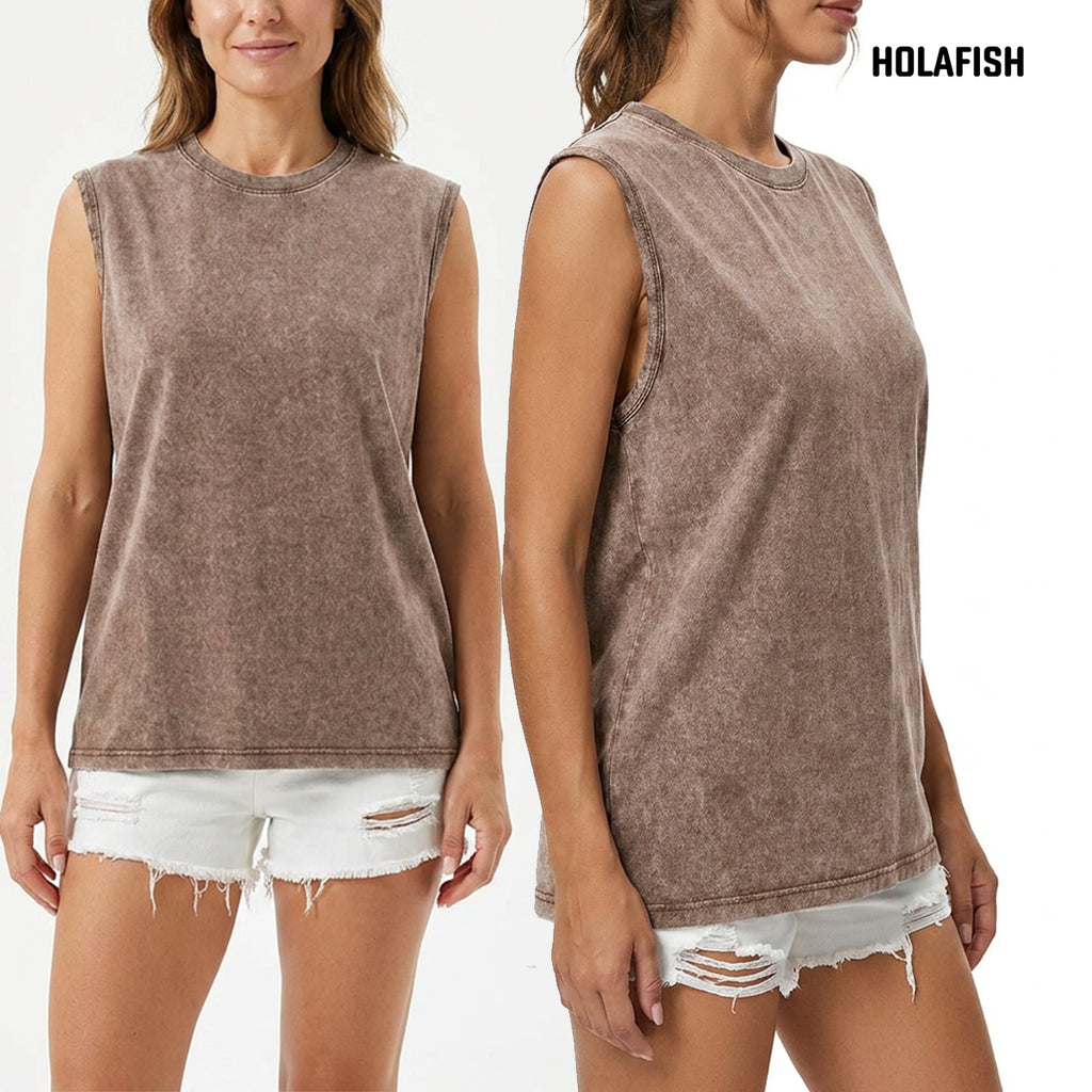 Holafish 3Pack Acid Wash Tank Top Womens Loose Fit Casual Flowy Tank Tops Crew Neck Trendy Sleeveless Summer Tops Clothes Spring Outfits 2026