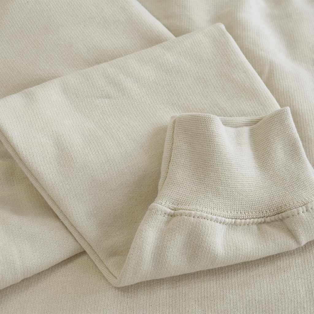 Holafish Crewneck Sweatshirt, No Print, Sand, collar and fabric detail.