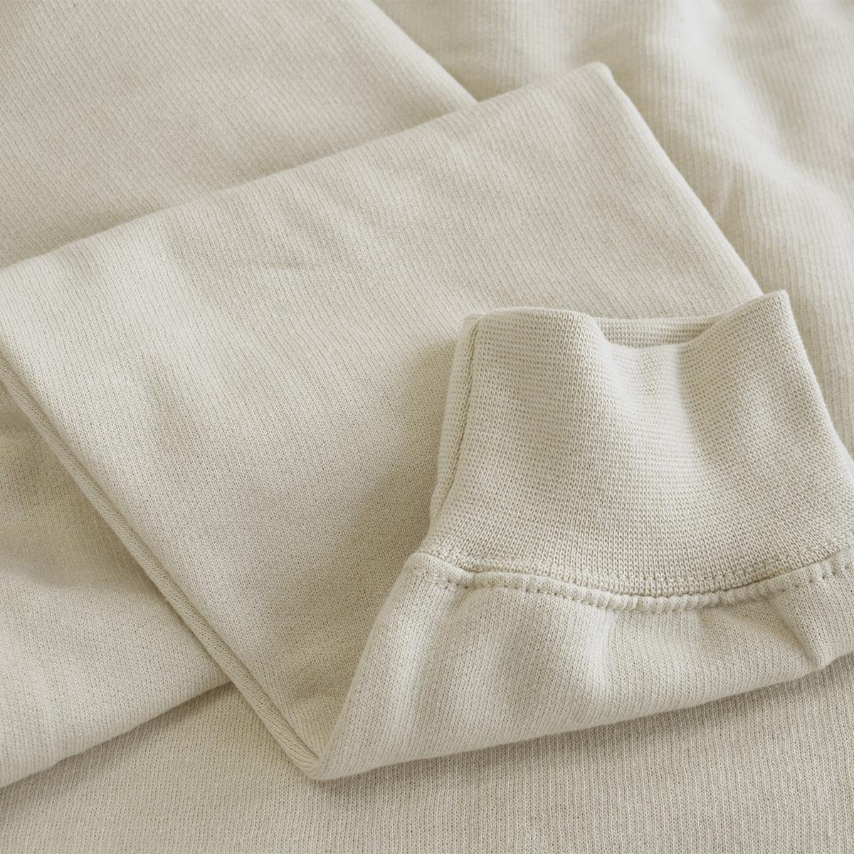 Holafish Crewneck Sweatshirt, No Print, Sand, collar and fabric detail.