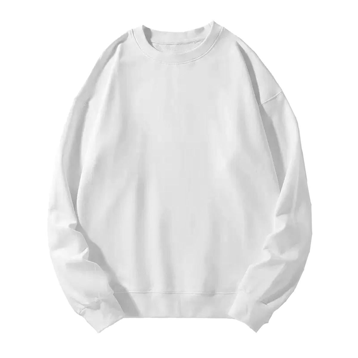 Holafish Crewneck Sweatshirt, No Print, White, front flat lay.