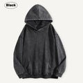 Holafish Acid-Wash Hoodie, No Print, Black, front flat lay.