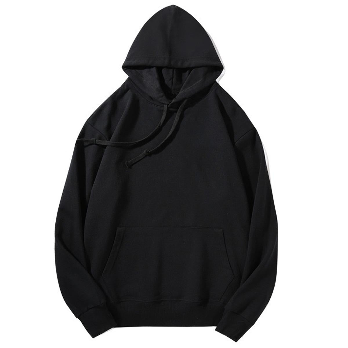 Holafish Everyday Fleece Hoodie, No Print, Black, front flat lay.