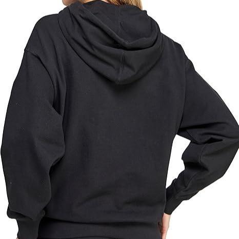 Holafish Everyday Fleece Hoodie, No Print, Black, model back view.