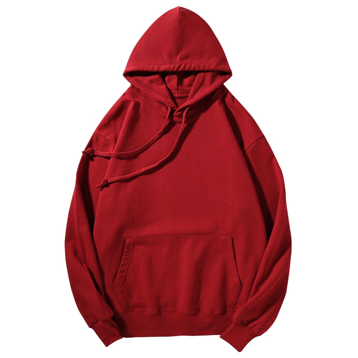 Holafish Everyday Fleece Hoodie, No Print, Red, front flat lay.