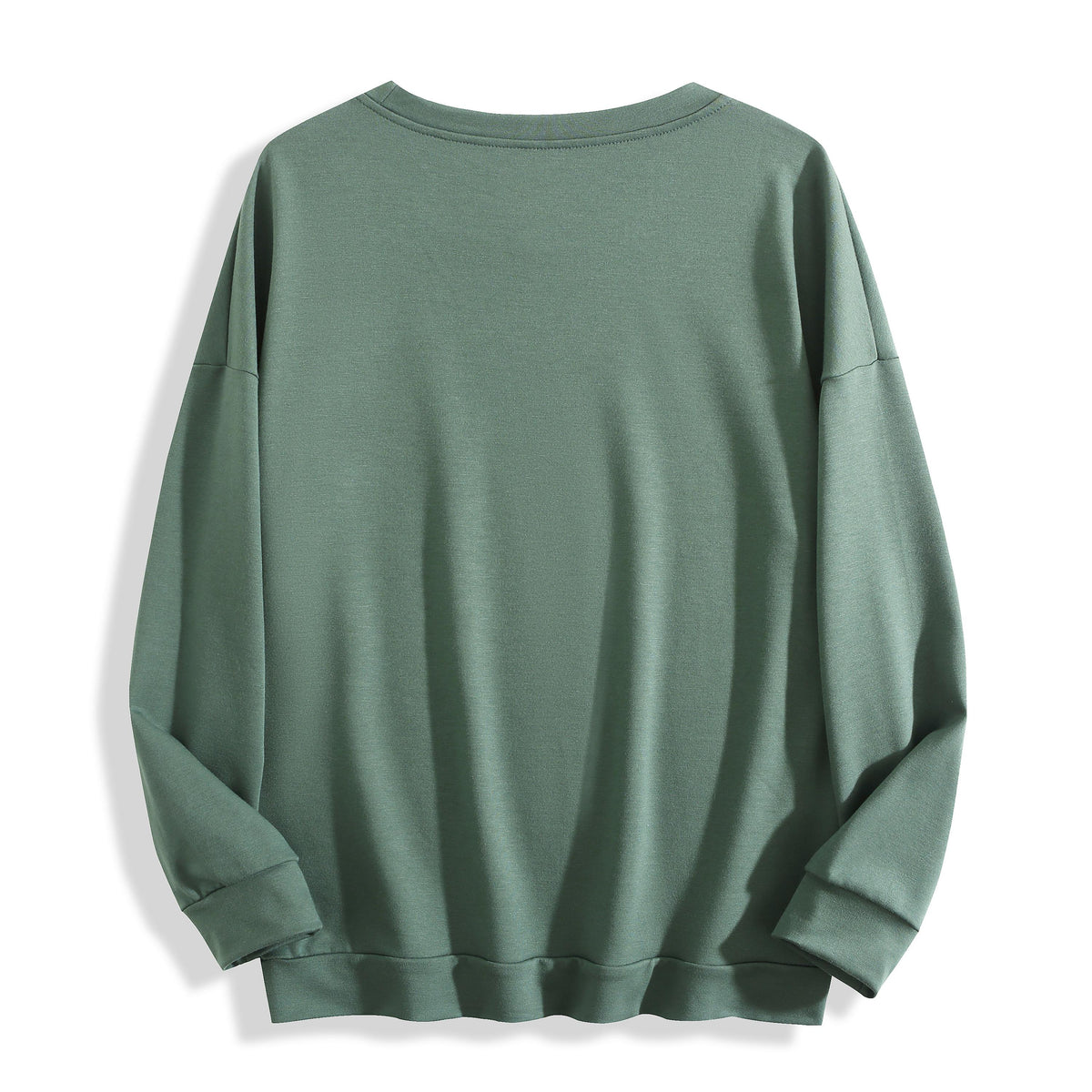 Holafish Graphic Crewneck Sweatshirt, Ghost Lace Bow, Green, plain back flat lay; ghost graphic is on front.