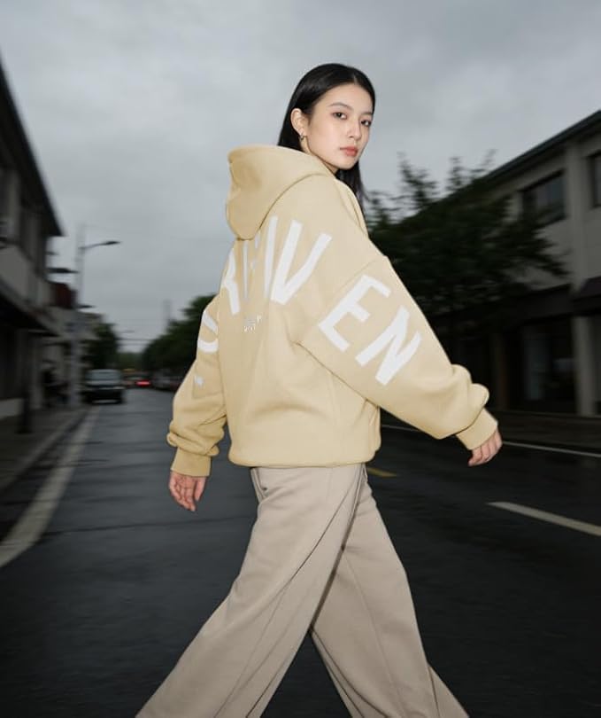 Unisex Y2K Vintage Slogan Oversized Hoodie Retro 2000s Streetwear Casual Edgy Pullover for Daily Outfits