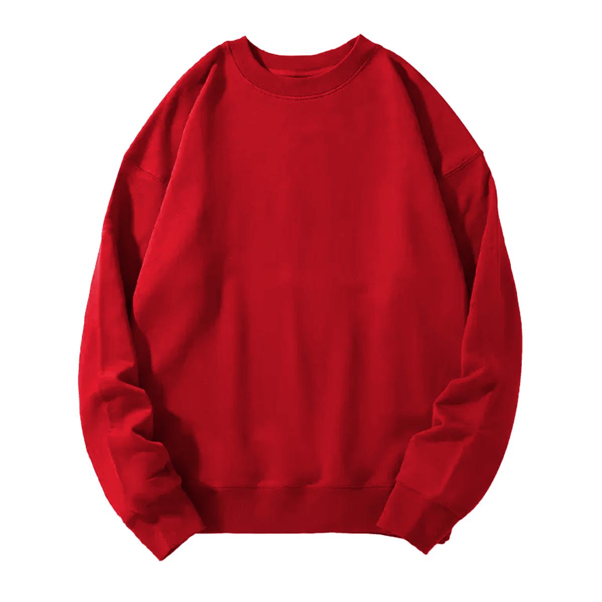 Holafish Crewneck Sweatshirt, No Print, Red, front flat lay.