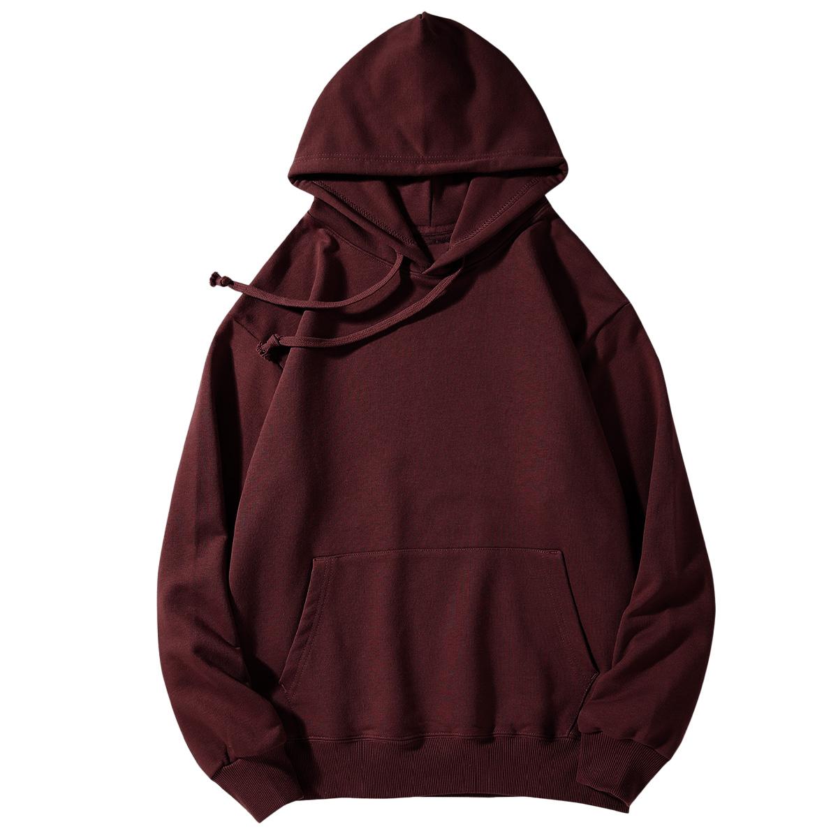 Holafish Everyday Fleece Hoodie, No Print, Maroon, front flat lay.