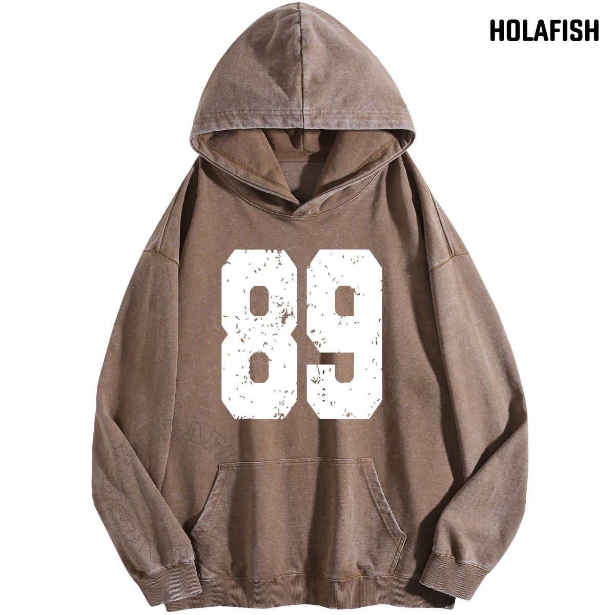 Holafish Acid-Wash Hoodie, 89, Coffee, front flat lay.