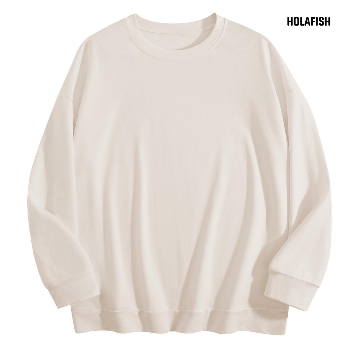 Holafish DG501 No Print crewneck sweatshirt in Beige, front flat lay.