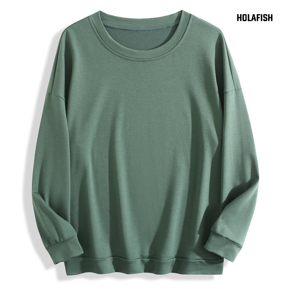 Holafish DG501 No Print crewneck sweatshirt in Green, front flat lay.