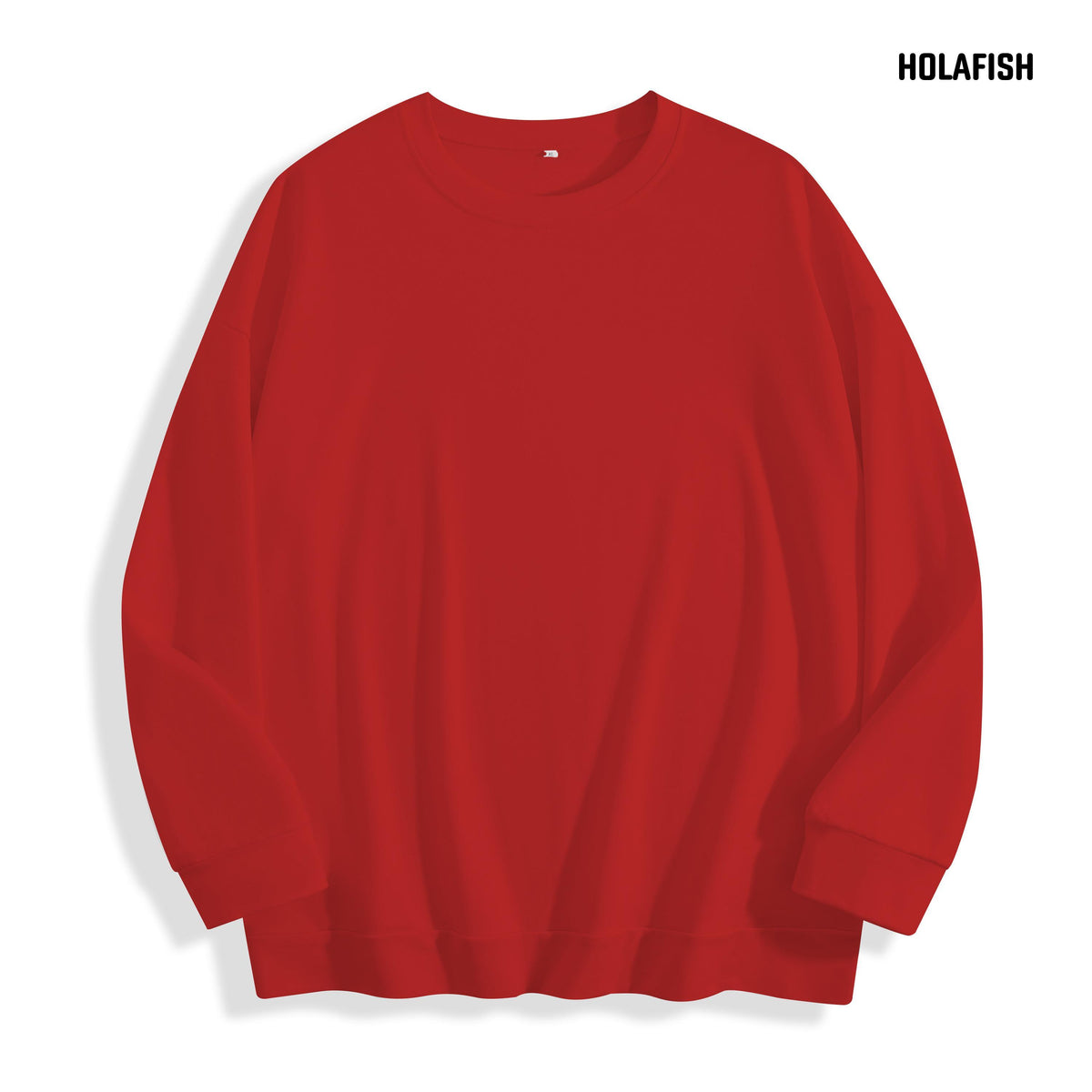 Holafish DG501 No Print crewneck sweatshirt in Red, front flat lay.