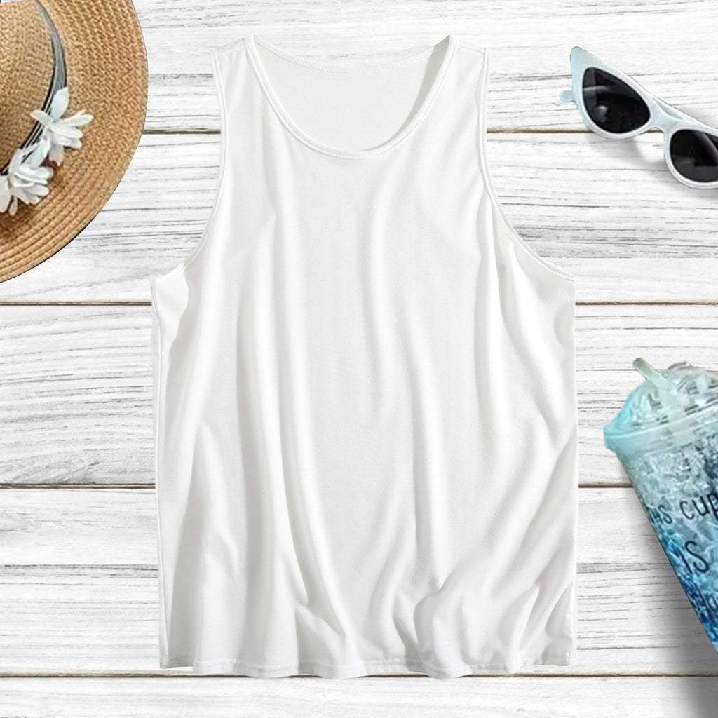 Holafish 2Pack Summer Tank Tops for Women Plain Round Neck Sleeveles T Shirts Loose Breathable Workout Racerback Tank Tops Soft Polyester Solid Color
