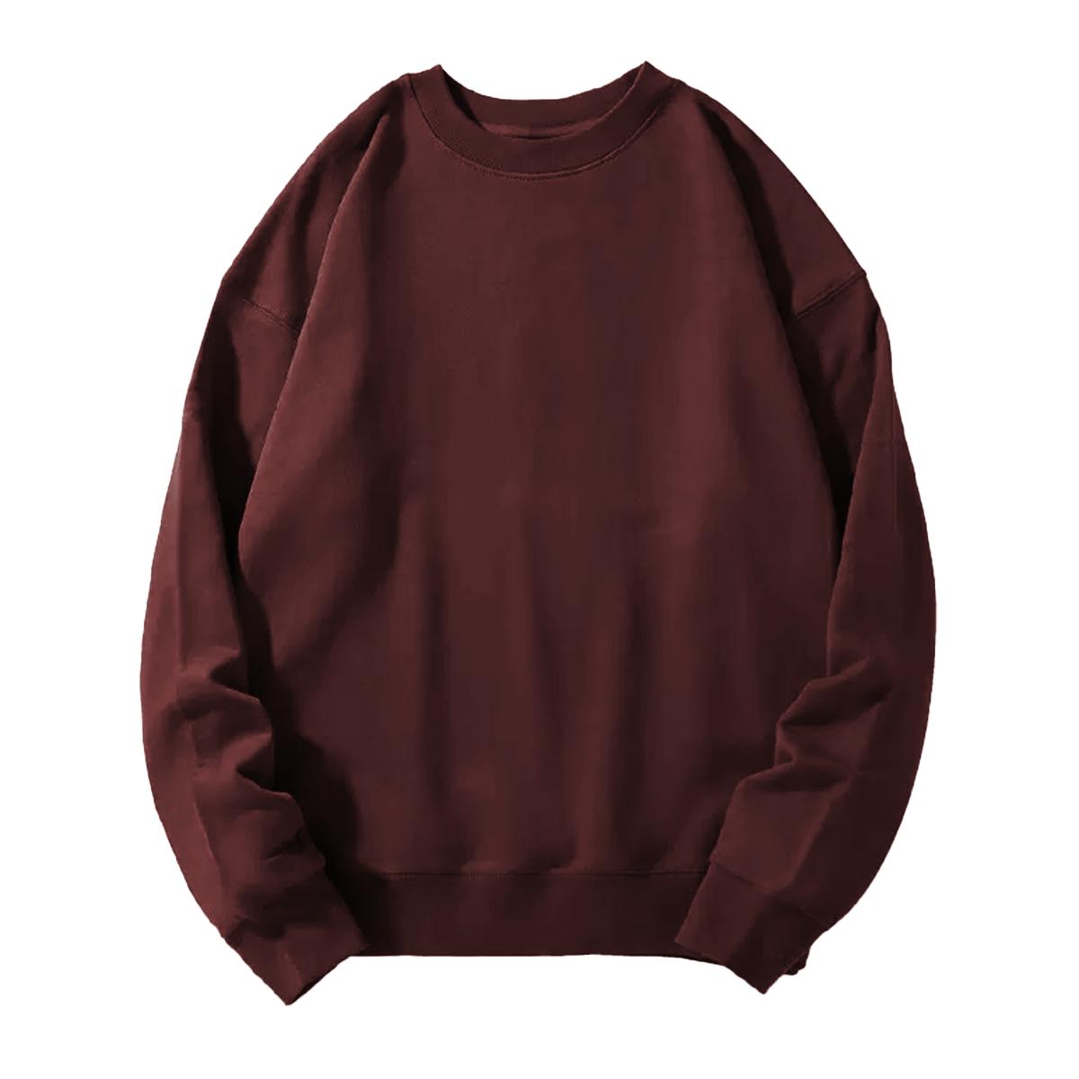 Holafish P09018 no-print crewneck sweatshirt in Maroon, front flat lay.